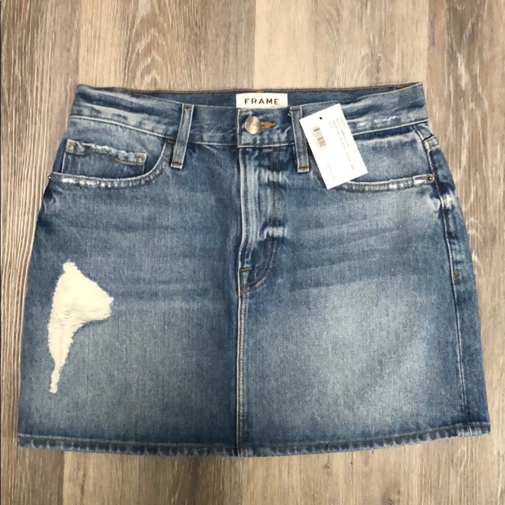 NWT Frame Le Mini Skirt - Distressed Denim